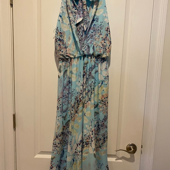Adrianna Papell Floral Mock Neck
Midi Dress, Light Blue Multi, Size: 2 - Picture 4 of 15